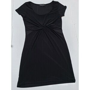 (#L4) Touch Me small black midi dress fitted Short Sleeve